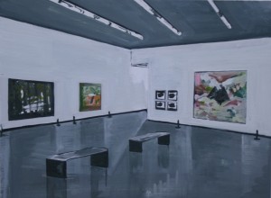'Doig at the MAC', 2013, Oil on board, 30x40cm (SOLD)